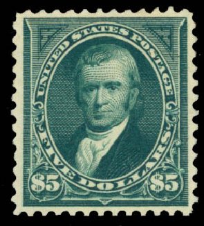 US Stamp Price Scott Cat. 278 - US$5.00 1895 Marshall. Daniel Kelleher Auctions, Jan 2015, Sale 663, Lot 1550