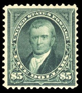 Price of US Stamps Scott Catalog #278 - 1895 US$5.00 Marshall. Cherrystone Auctions, Mar 2008, Sale 200803, Lot 231