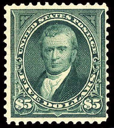 Costs of US Stamps Scott Catalogue 278 - US$5.00 1895 Marshall. Cherrystone Auctions, Mar 2009, Sale 200903, Lot 181