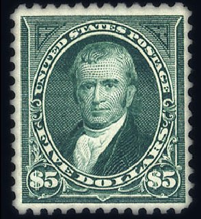 US Stamp Values Scott Catalog # 278: 1895 US$5.00 Marshall. Cherrystone Auctions, Jun 2009, Sale 200906, Lot 131