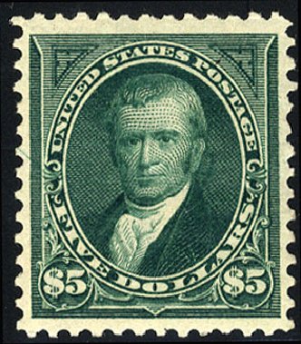 US Stamps Values Scott Cat. #278: 1895 US$5.00 Marshall. Cherrystone Auctions, Jan 2010, Sale 201001, Lot 131