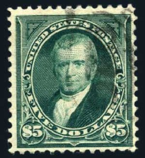 US Stamps Values Scott Catalogue #278: 1895 US$5.00 Marshall. Harmer-Schau Auction Galleries, Aug 2011, Sale 90, Lot 1421
