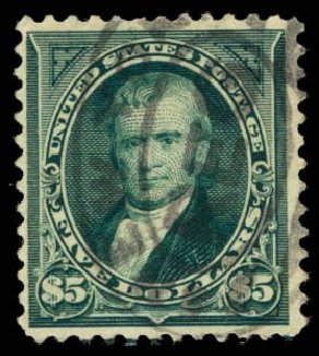 Value of US Stamps Scott Catalog # 278: US$5.00 1895 Marshall. Daniel Kelleher Auctions, Sep 2013, Sale 639, Lot 1101