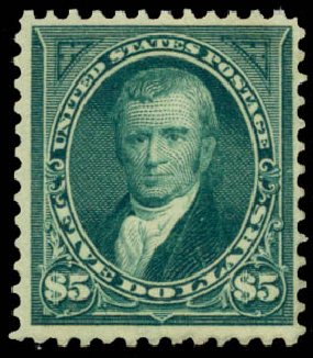 Costs of US Stamps Scott Catalog 278: US$5.00 1895 Marshall. Daniel Kelleher Auctions, Jan 2015, Sale 663, Lot 1551