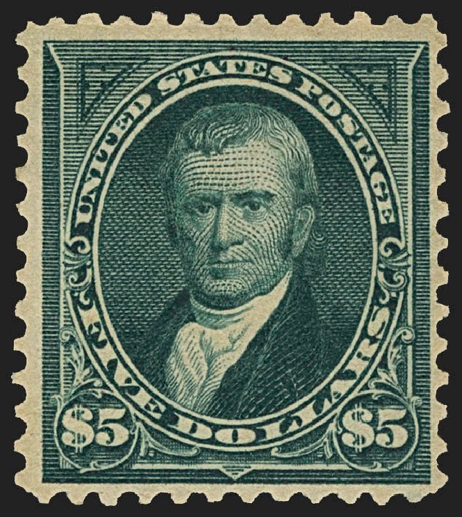 US Stamps Values Scott Catalog # 278: US$5.00 1895 Marshall. Robert Siegel Auction Galleries, Jul 2015, Sale 1107, Lot 371