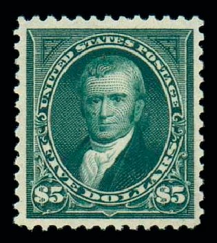 Value of US Stamp Scott Catalog #278: 1895 US$5.00 Marshall. Matthew Bennett International, Dec 2007, Sale 325, Lot 1824