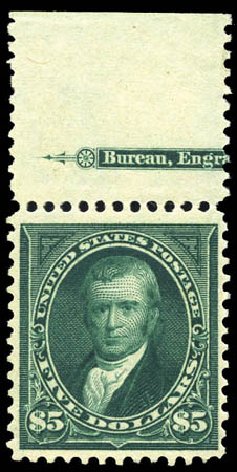 US Stamps Price Scott Catalog #278: 1895 US$5.00 Marshall. Matthew Bennett International, Sep 2011, Sale 338, Lot 1894