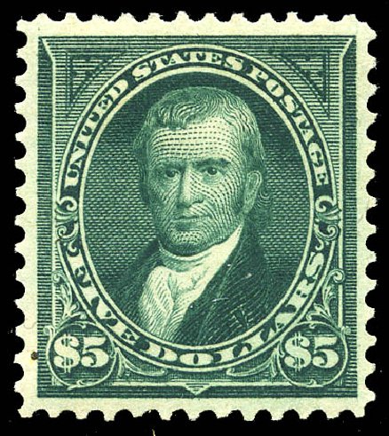 Values of US Stamp Scott Catalog # 278: 1895 US$5.00 Marshall. Matthew Bennett International, May 2014, Sale 350, Lot 404