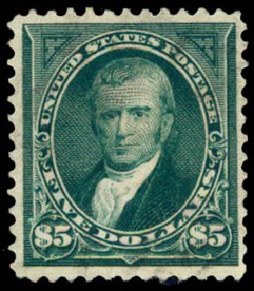 US Stamps Value Scott #278: 1895 US$5.00 Marshall. Daniel Kelleher Auctions, May 2015, Sale 669, Lot 2804