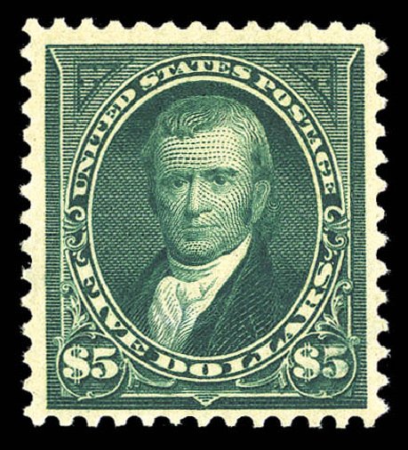 Costs of US Stamps Scott #278: 1895 US$5.00 Marshall. Matthew Bennett International, Sep 2012, Sale 345, Lot 285