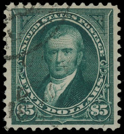 Value of US Stamp Scott 278: 1895 US$5.00 Marshall. Matthew Bennett International, Jun 2008, Sale 328, Lot 802