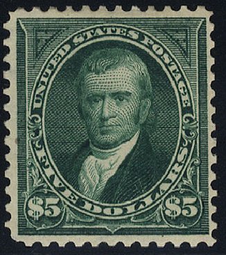 US Stamp Value Scott Catalogue #278 - US$5.00 1895 Marshall. Cherrystone Auctions, May 2008, Sale 200805, Lot 212