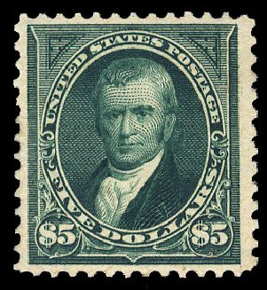 US Stamp Value Scott Catalog 278: 1895 US$5.00 Marshall. Cherrystone Auctions, Apr 2010, Sale 201004, Lot 212