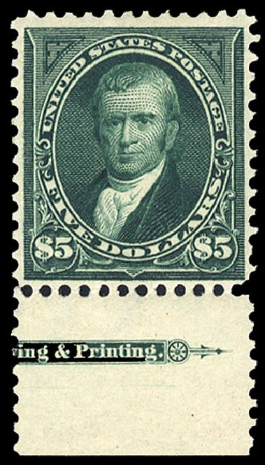 Costs of US Stamp Scott Catalogue # 278 - 1895 US$5.00 Marshall. Cherrystone Auctions, Nov 2010, Sale 201011, Lot 142