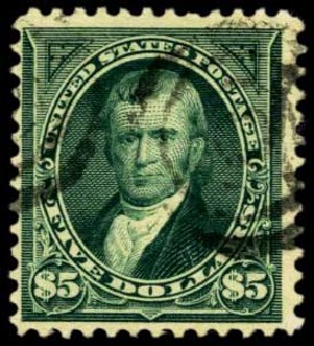 Value of US Stamp Scott Catalogue # 278 - US$5.00 1895 Marshall. Harmer-Schau Auction Galleries, Feb 2012, Sale 92, Lot 1052