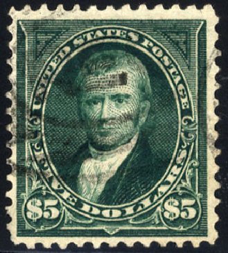US Stamps Values Scott # 278: 1895 US$5.00 Marshall. Cherrystone Auctions, May 2008, Sale 200805, Lot 213