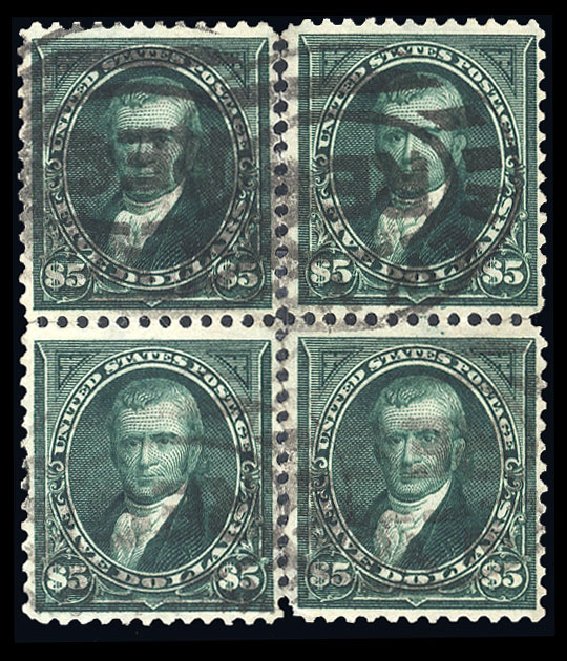 Value of US Stamp Scott Catalog 278: 1895 US$5.00 Marshall. Cherrystone Auctions, Nov 2013, Sale 201311, Lot 43