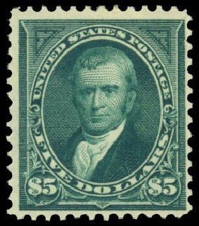 US Stamp Price Scott Cat. 278: 1895 US$5.00 Marshall. Daniel Kelleher Auctions, May 2014, Sale 652, Lot 423