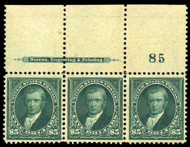 Value of US Stamps Scott Catalogue # 278: 1895 US$5.00 Marshall. Matthew Bennett International, Mar 2011, Sale 337, Lot 2726