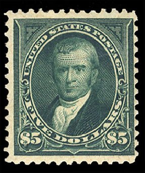 US Stamps Value Scott Cat. # 278 - US$5.00 1895 Marshall. Cherrystone Auctions, Apr 2011, Sale 201104, Lot 1016