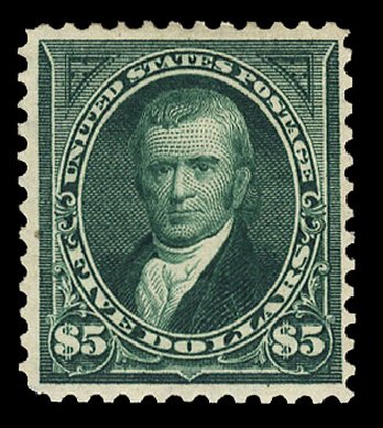 US Stamp Prices Scott Catalog # 278 - US$5.00 1895 Marshall. Cherrystone Auctions, Jan 2015, Sale 201501, Lot 166