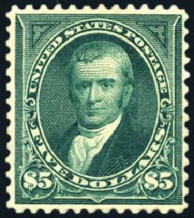 US Stamp Price Scott Catalog 278 - 1895 US$5.00 Marshall. Harmer-Schau Auction Galleries, Jul 2010, Sale 86, Lot 466