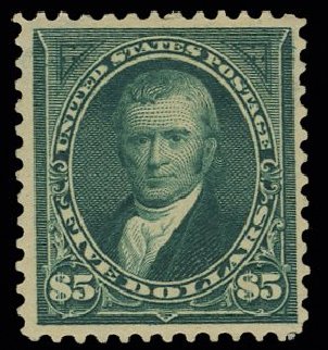 Price of US Stamp Scott Cat. #278 - 1895 US$5.00 Marshall. H.R. Harmer, May 2014, Sale 3005, Lot 1206