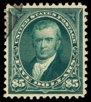 Cost of US Stamp Scott Cat. 278: 1895 US$5.00 Marshall. Daniel Kelleher Auctions, Oct 2014, Sale 660, Lot 2266