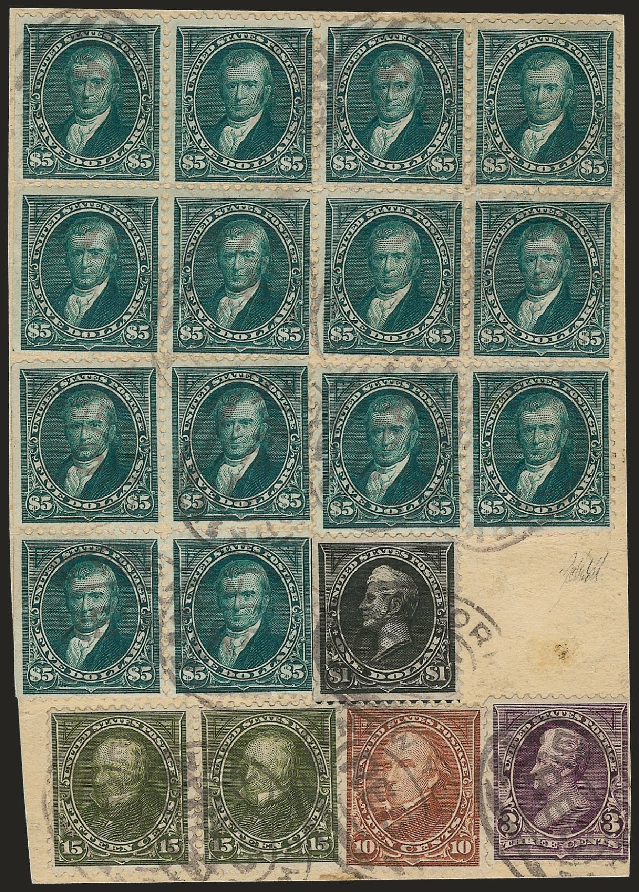 US Stamp Prices Scott Catalog # 278 - 1895 US$5.00 Marshall. Robert Siegel Auction Galleries, Dec 2009, Sale 977, Lot 456