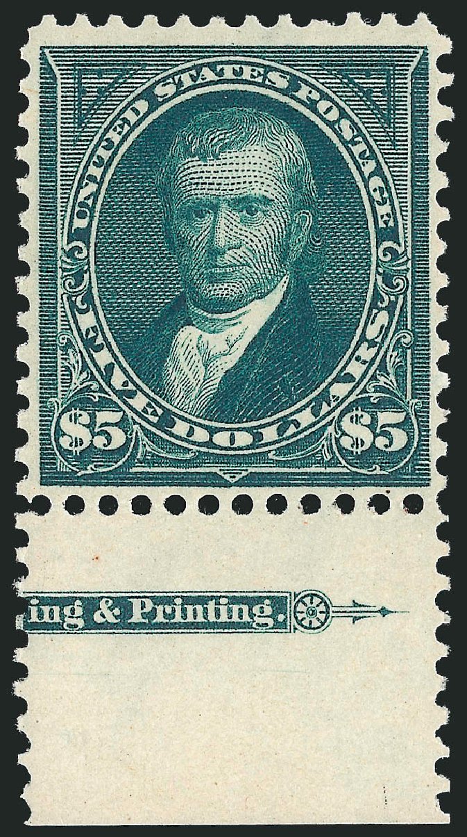 Value of US Stamps Scott 278 - US$5.00 1895 Marshall. Robert Siegel Auction Galleries, Oct 2010, Sale 997, Lot 5796