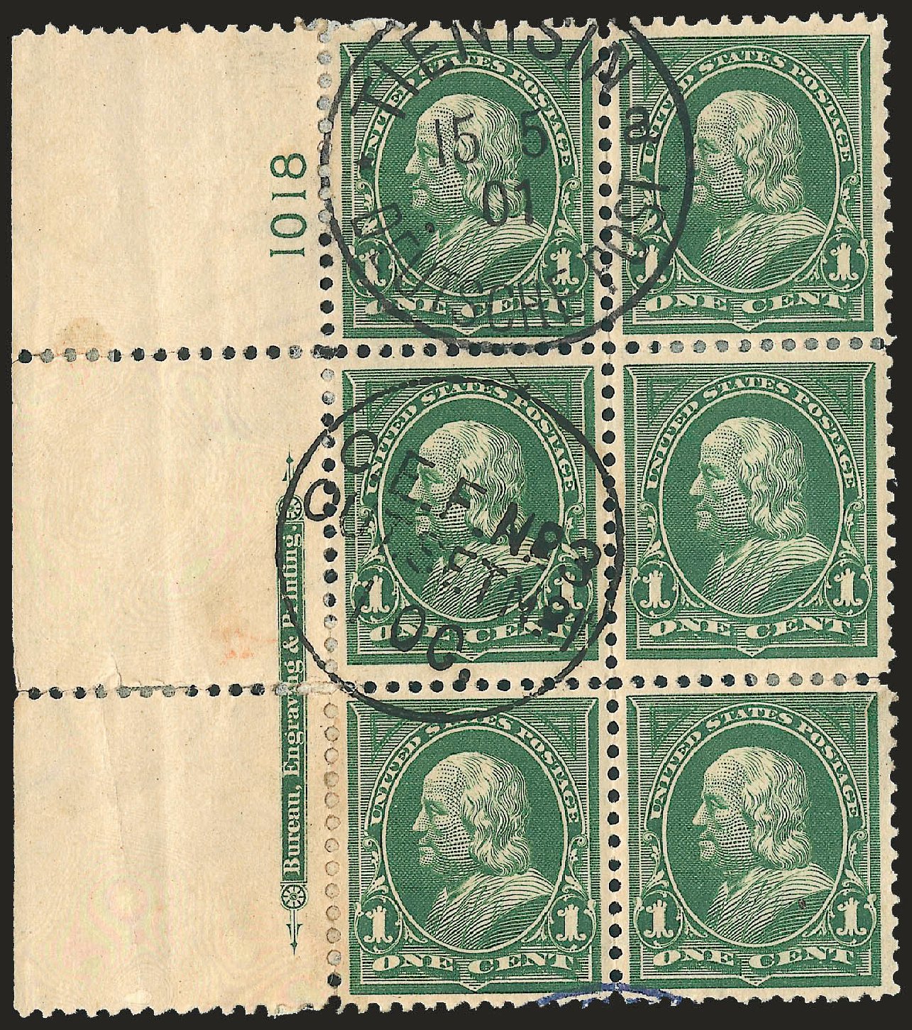 US Stamps Values Scott Catalog #279: 1c 1898 Franklin. Robert Siegel Auction Galleries, Dec 2009, Sale 977, Lot 460
