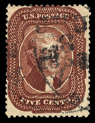 US Stamp Price Scott Cat. #28: 5c 1857 Jefferson. Cherrystone Auctions, Sep 2010, Sale 201009, Lot 17