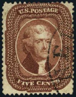 Prices of US Stamp Scott Catalog #28: 1857 5c Jefferson. Harmer-Schau Auction Galleries, Oct 2011, Sale 91, Lot 177