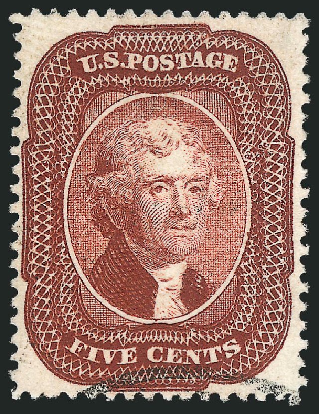 US Stamp Prices Scott # 28: 1857 5c Jefferson. Robert Siegel Auction Galleries, Mar 2011, Sale 1007, Lot 2157