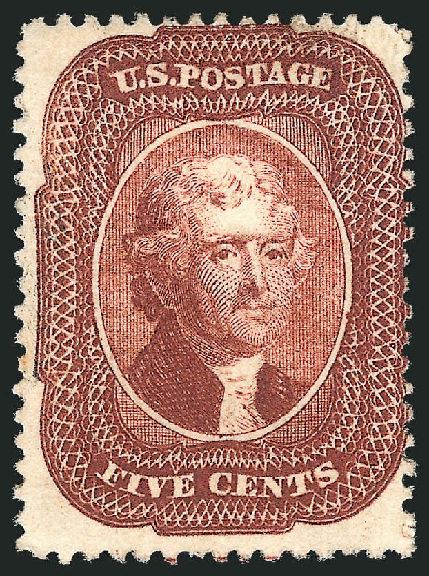 Costs of US Stamp Scott # 28: 5c 1857 Jefferson. Robert Siegel Auction Galleries, Mar 2012, Sale 1021, Lot 167