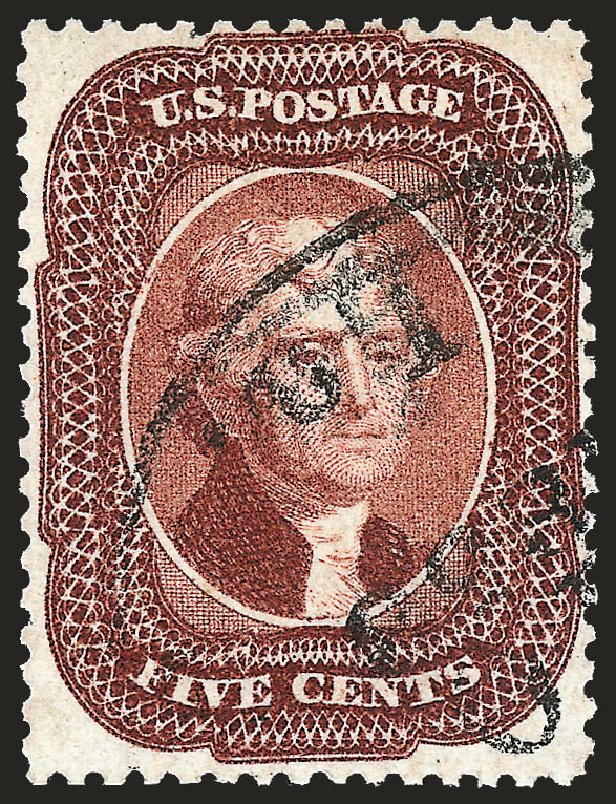 Cost of US Stamps Scott # 28: 1857 5c Jefferson. Robert Siegel Auction Galleries, Oct 2008, Sale 963, Lot 347