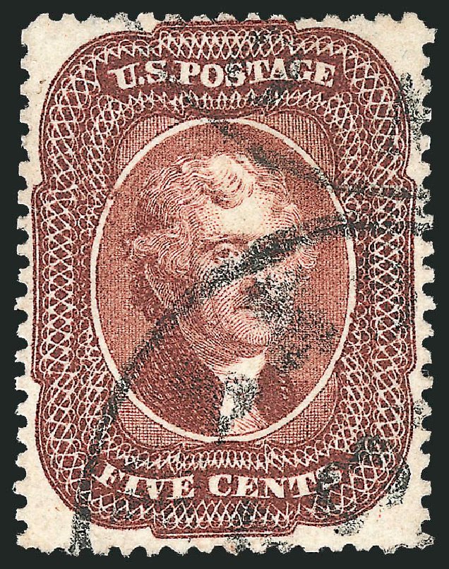 US Stamp Price Scott 28: 1857 5c Jefferson. Robert Siegel Auction Galleries, Dec 2009, Sale 982, Lot 5127