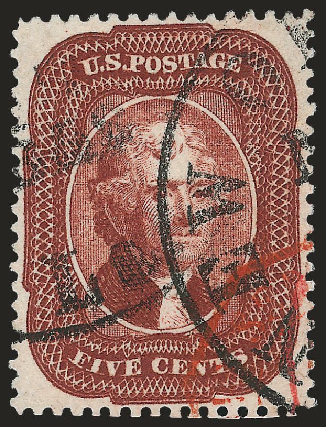 Values of US Stamp Scott Catalog 28 - 1857 5c Jefferson. Robert Siegel Auction Galleries, Jun 2010, Sale 992, Lot 2087
