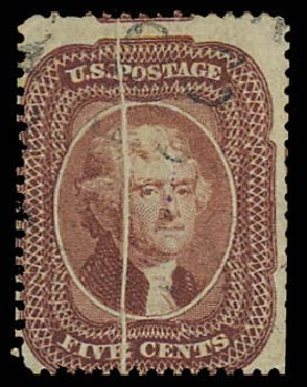Price of US Stamps Scott Cat. #28 - 5c 1857 Jefferson. Daniel Kelleher Auctions, Aug 2012, Sale 631, Lot 718