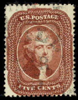 US Stamp Prices Scott Catalogue # 28 - 1857 5c Jefferson. Daniel Kelleher Auctions, Sep 2013, Sale 639, Lot 1018