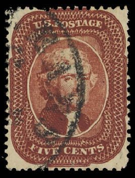 Values of US Stamp Scott Catalog 28 - 5c 1857 Jefferson. Daniel Kelleher Auctions, Aug 2012, Sale 631, Lot 719