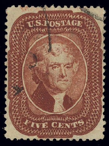 Price of US Stamp Scott Catalog # 28: 5c 1857 Jefferson. Daniel Kelleher Auctions, Feb 2013, Sale 634, Lot 29