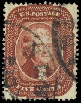 Prices of US Stamp Scott #28: 5c 1857 Jefferson. Daniel Kelleher Auctions, May 2014, Sale 652, Lot 109