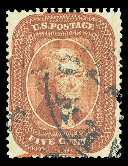 US Stamp Price Scott 28: 1857 5c Jefferson. Matthew Bennett International, Sep 2012, Sale 346, Lot 690