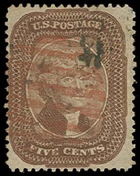 Costs of US Stamp Scott Catalogue 28: 5c 1857 Jefferson. H.R. Harmer, Oct 2014, Sale 3006, Lot 1060