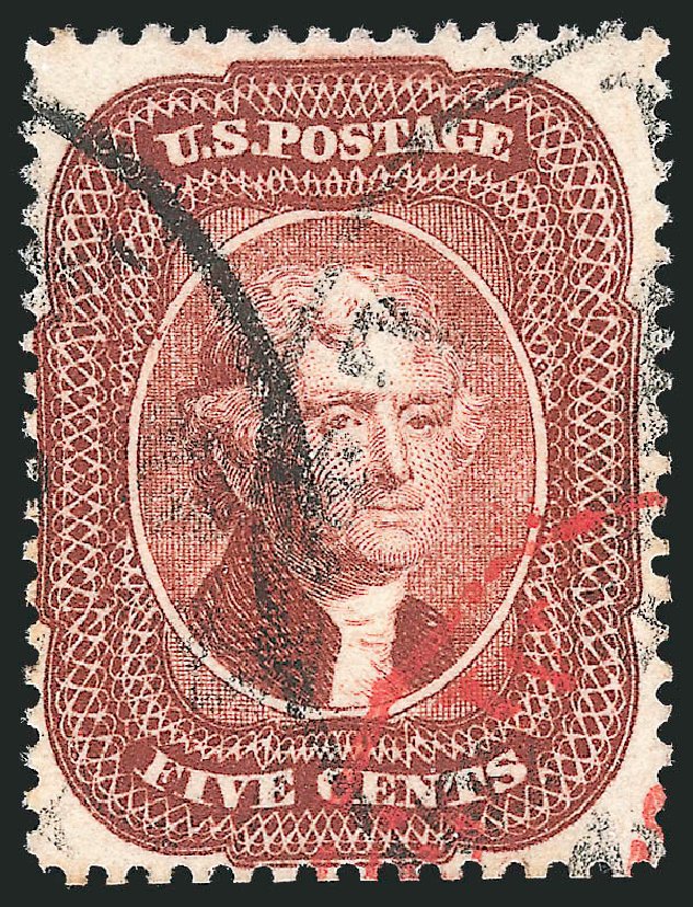 Costs of US Stamps Scott Catalog # 28 - 1857 5c Jefferson. Robert Siegel Auction Galleries, Oct 2012, Sale 1033, Lot 4020