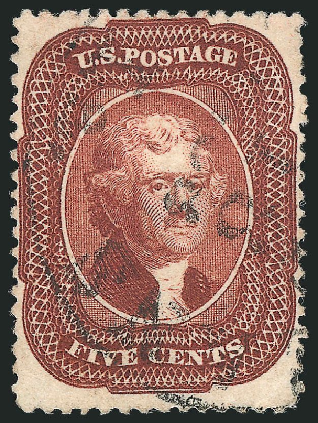 Value of US Stamp Scott Cat. #28: 5c 1857 Jefferson. Robert Siegel Auction Galleries, Dec 2013, Sale 1062, Lot 140