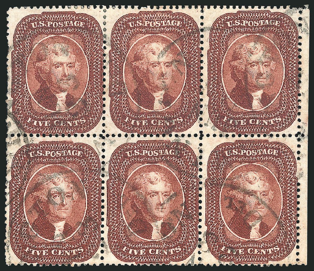 Value of US Stamps Scott Cat. 28: 5c 1857 Jefferson. Robert Siegel Auction Galleries, Nov 2014, Sale 1084, Lot 3130