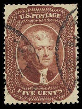 Costs of US Stamps Scott Cat. 28 - 1857 5c Jefferson. Daniel Kelleher Auctions, Apr 2012, Sale 629, Lot 171