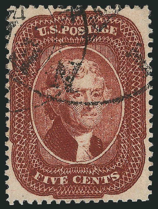 US Stamp Value Scott 28: 5c 1857 Jefferson. Robert Siegel Auction Galleries, Nov 2013, Sale 1061, Lot 3431